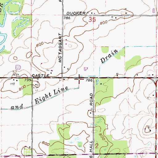 Topographic Map of Sutter and Eight Line Drain, MI