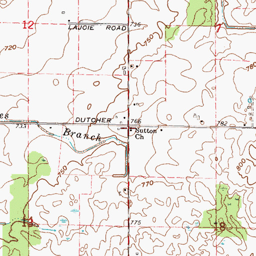 Topographic Map of Sutton Church, MI