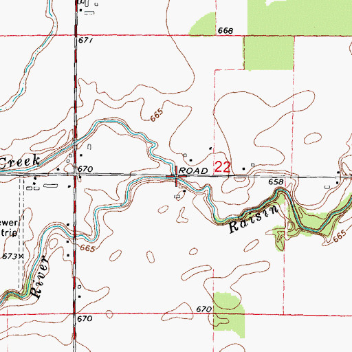 Topographic Map of Swamp Raisin Creek, MI