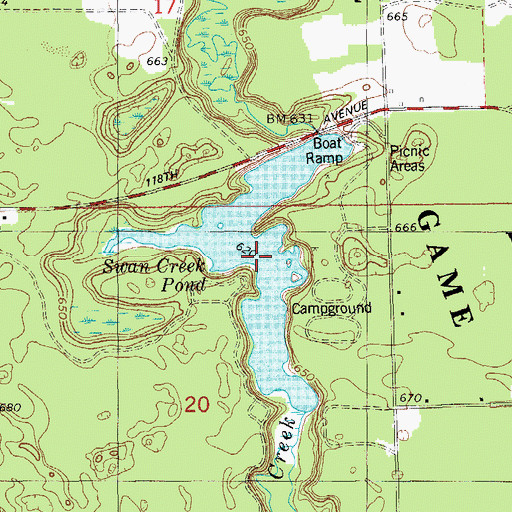 Topographic Map of Swan Creek Pond, MI