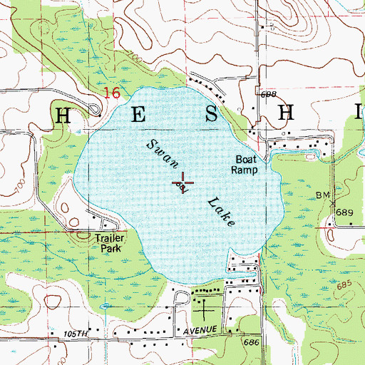 Topographic Map of Swan Lake, MI