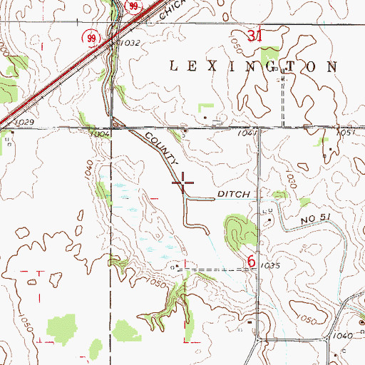 Topographic Map of County Ditch Number Fiftyone, MN