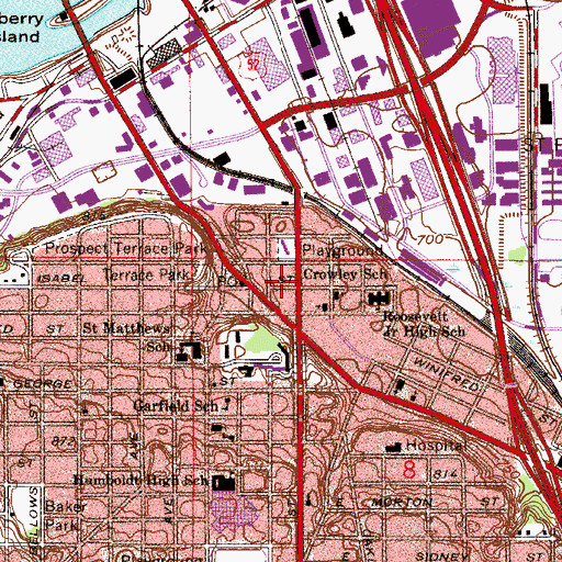 Topographic Map of Crowley School, MN