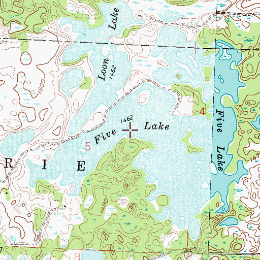 Topographic Map of Five Lake, MN