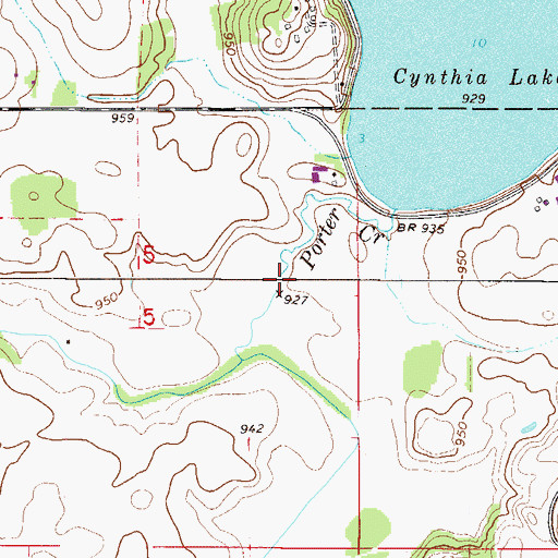 Topographic Map of Porter Creek, MN