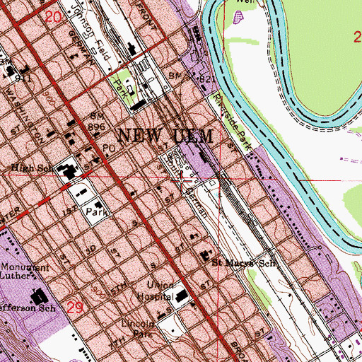 Topographic Map of South German Park, MN