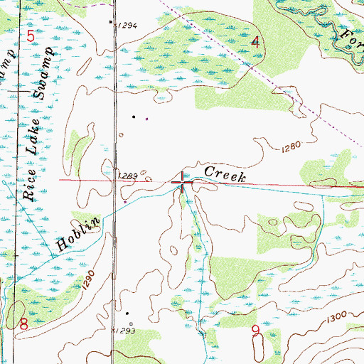 Topographic Map of Wilson Creek, MN