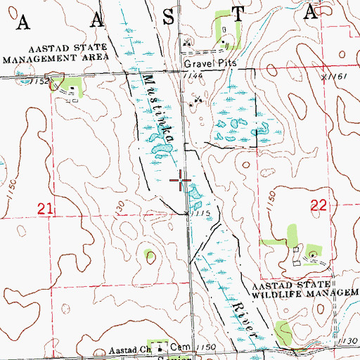 Topographic Map of Aastad State Wildlife Management Area, MN