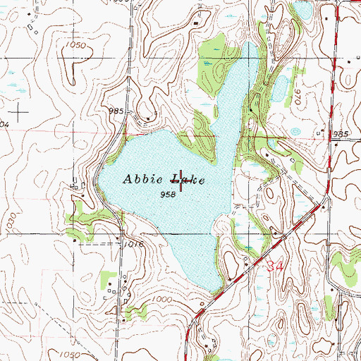 Topographic Map of Abbie Lake, MN