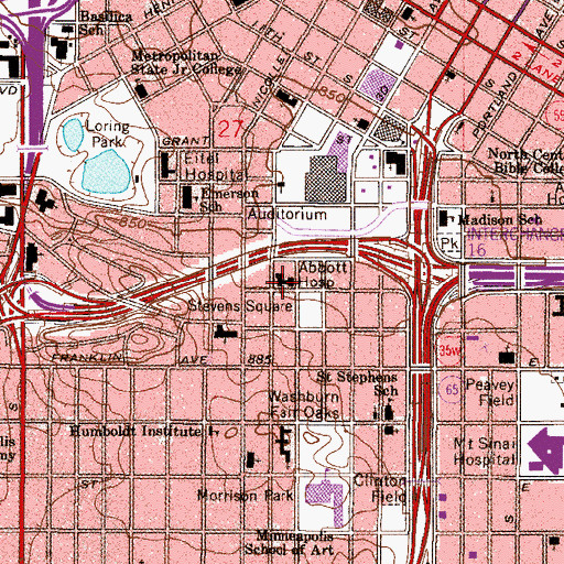 Topographic Map of Abbott Hospital, MN