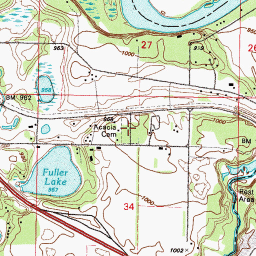 Topographic Map of Acacia Cemetery, MN