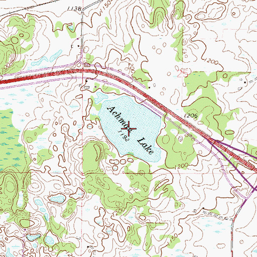 Topographic Map of Achman Lake, MN