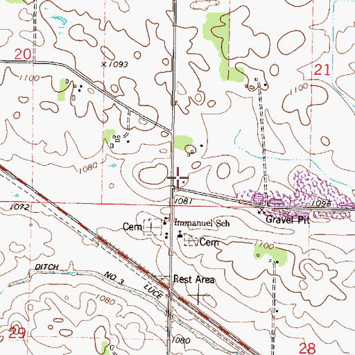 Topographic Map of Acoma School, MN