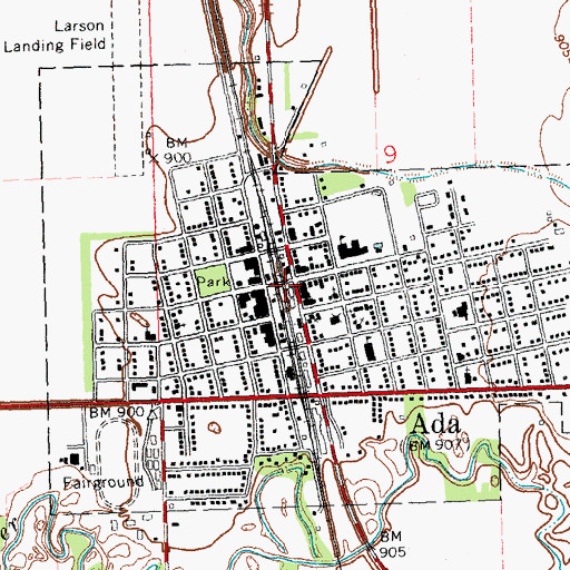 Topographic Map of Ada, MN