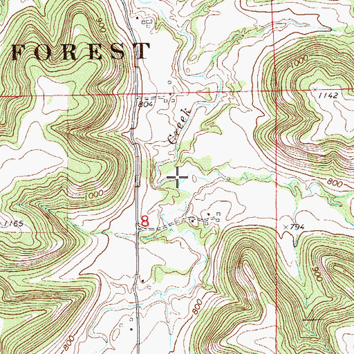 Topographic Map of Adams Valley, MN