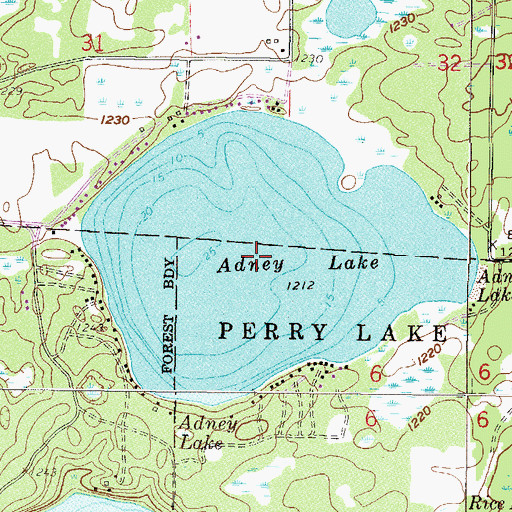 Topographic Map of Adney Lake, MN