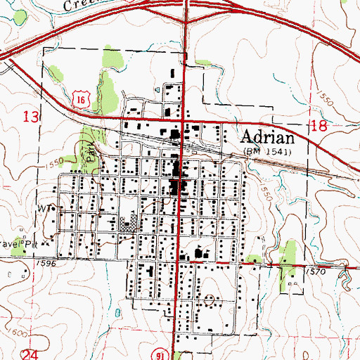 Topographic Map of Adrian, MN