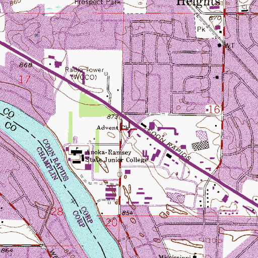 Topographic Map of Advent Church, MN