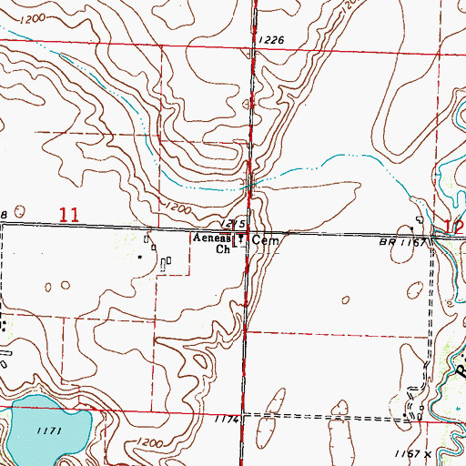 Topographic Map of Aeneas Church, MN