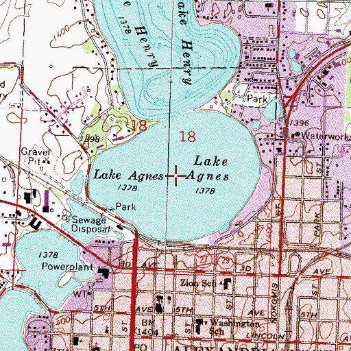 Topographic Map of Lake Agnes, MN