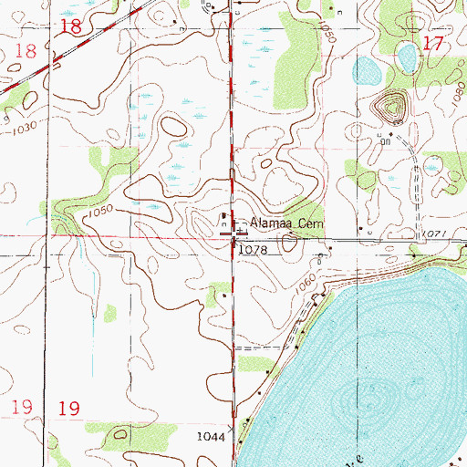 Topographic Map of Alamaa Cemetery, MN