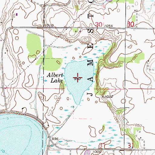 Topographic Map of Albert Lake, MN