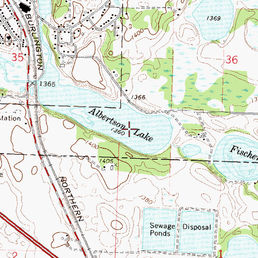 Topographic Map of Albertson Lake, MN
