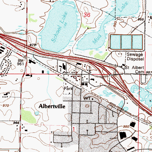 Topographic Map of Albertville, MN