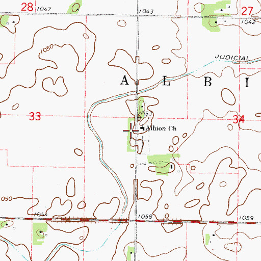 Topographic Map of Albion Church, MN