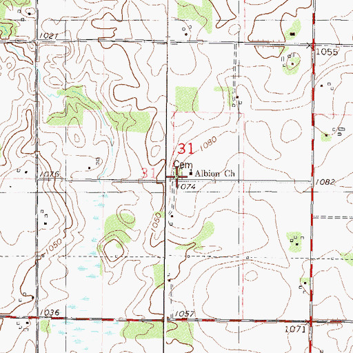 Topographic Map of Albion Church, MN