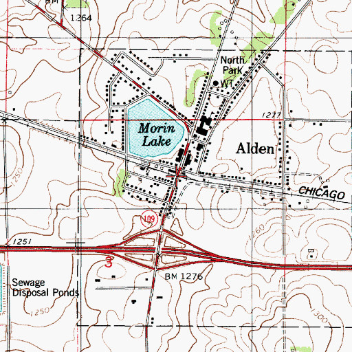 Topographic Map of Alden, MN