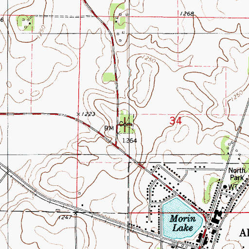 Topographic Map of Alden Cemetery, MN