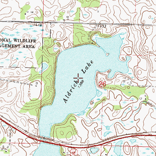 Topographic Map of Aldrich Lake, MN