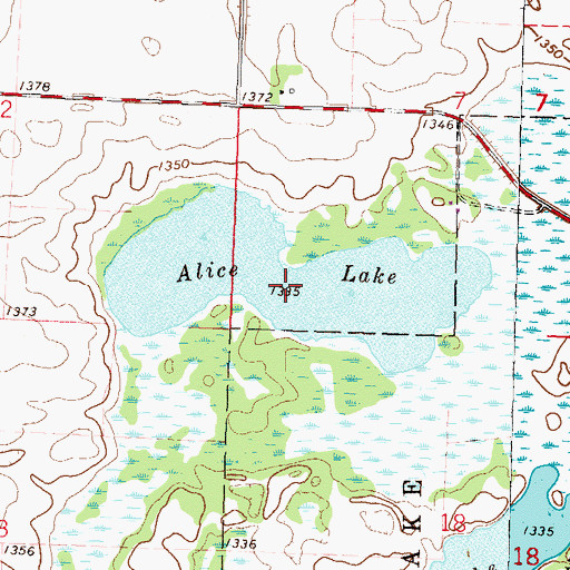 Topographic Map of Alice Lake, MN
