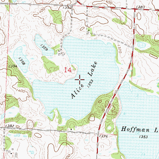 Topographic Map of Alice Lake, MN