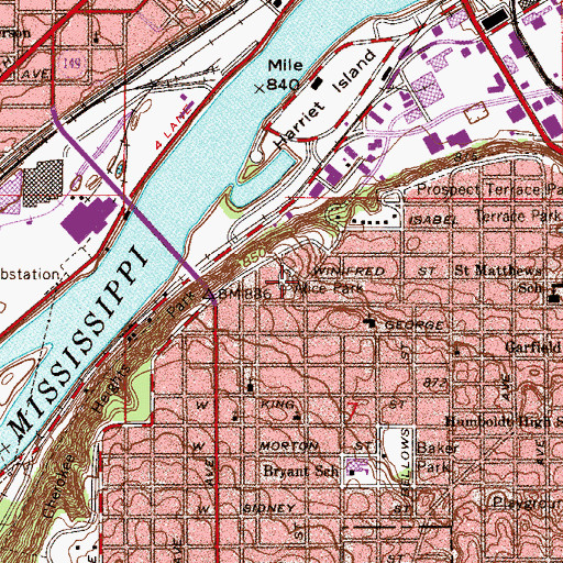 Topographic Map of Alice Park, MN