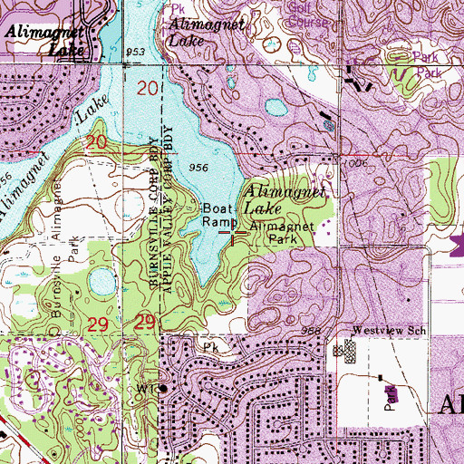 Topographic Map of Alimagnet Park, MN