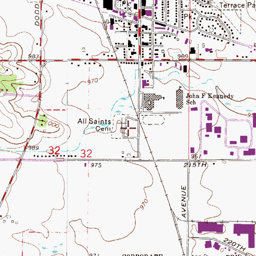 Topographic Map of All Saints Cemetery, MN