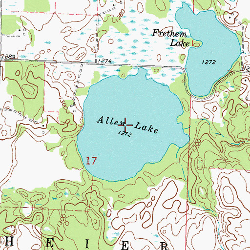 Topographic Map of Allen Lake, MN