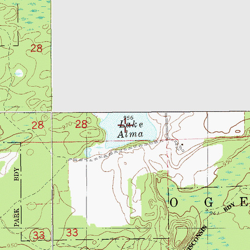 Topographic Map of Lake Alma, MN