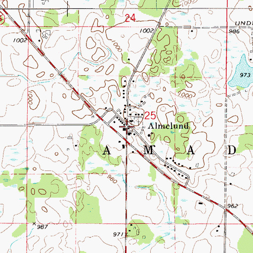 Topographic Map of Almelund, MN