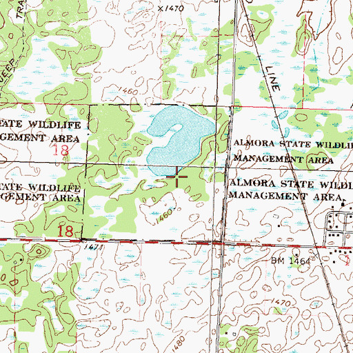 Topographic Map of Almora State Wildlife Management Area, MN