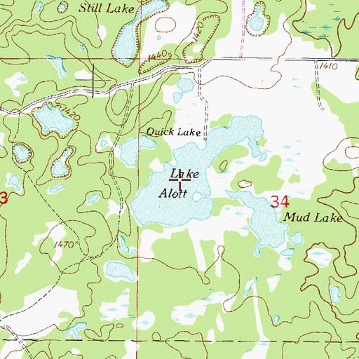Topographic Map of Lake Alott, MN