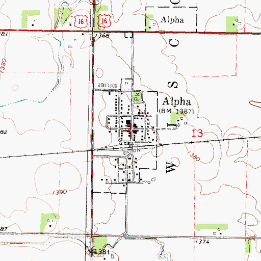 Topographic Map of Alpha, MN