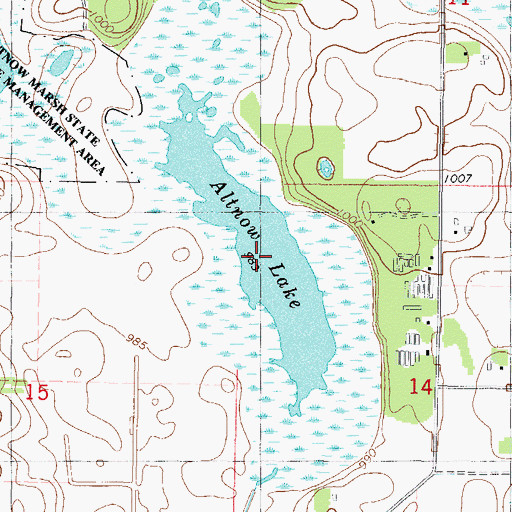 Topographic Map of Altnow Lake, MN