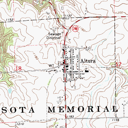 Topographic Map of Altura, MN