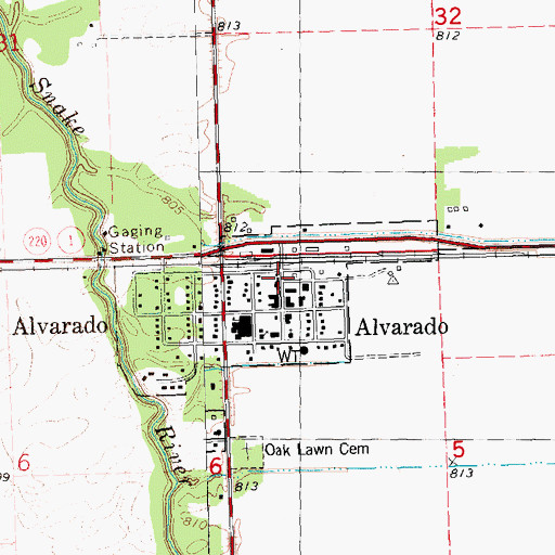 Topographic Map of Alvarado, MN