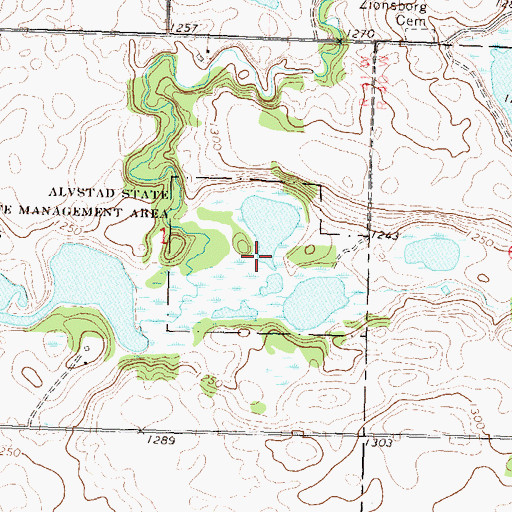 Topographic Map of Alvstad State Wildlife Management Area, MN