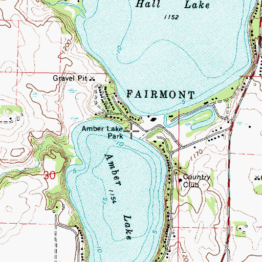 Topographic Map of Amber Lake Park, MN