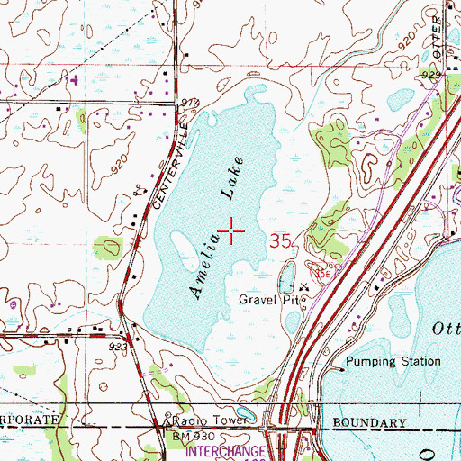 Topographic Map of Amelia Lake, MN